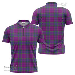 ScotsTee Shop Scottish Wardlaw Modern Clan Tartan Zipper Polo Shirt