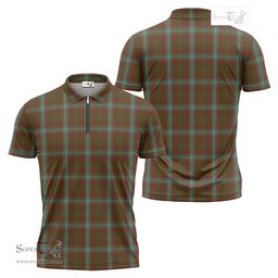 ScotsTee Shop Scottish Seton Hunting Clan Tartan Zipper Polo Shirt