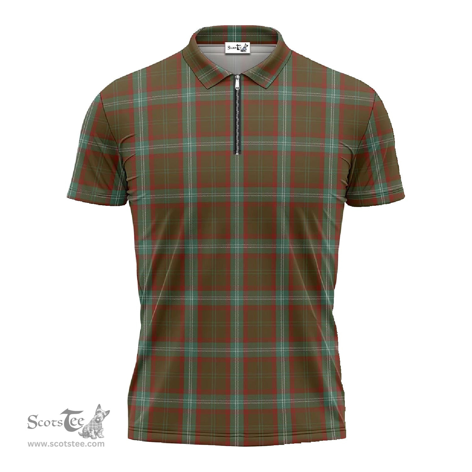 ScotsTee Shop Scottish Seton Hunting Clan Tartan Zipper Polo Shirt