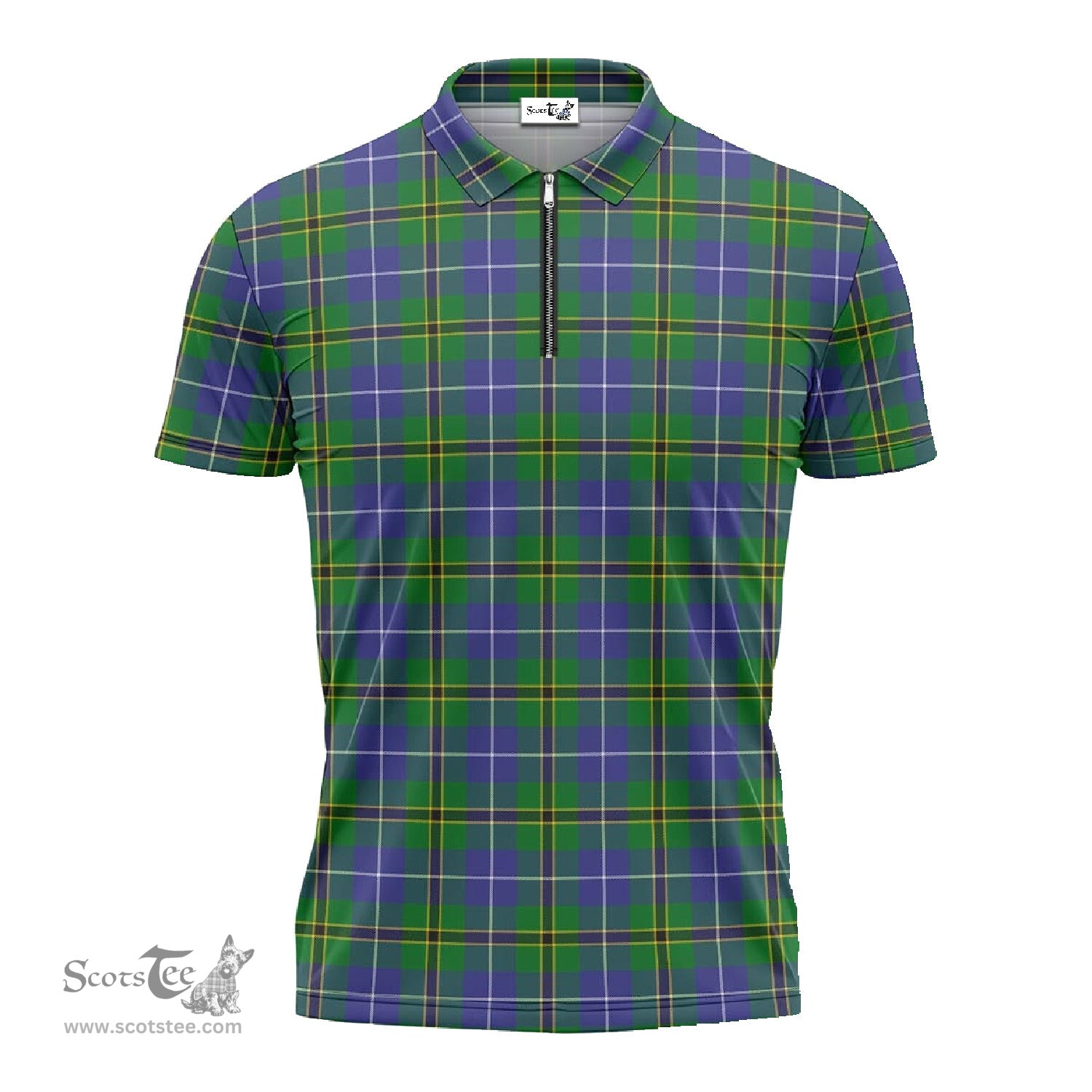 ScotsTee Shop Scottish Turnbull Hunting Clan Tartan Zipper Polo Shirt