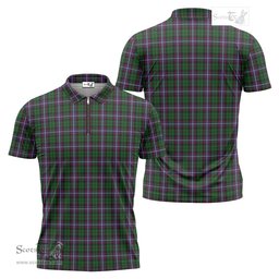 ScotsTee Shop Scottish Russell Clan Tartan Zipper Polo Shirt