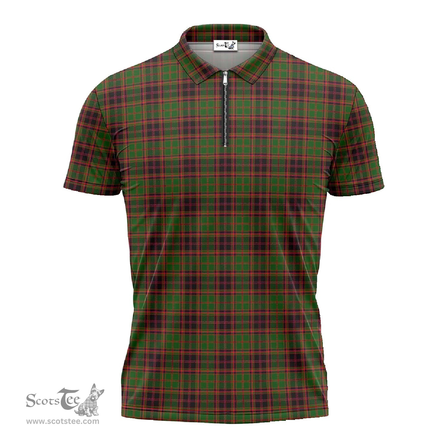 ScotsTee Shop Scottish Buchan Modern Clan Tartan Zipper Polo Shirt