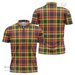 ScotsTee Shop Scottish Buchanan Modern Clan Tartan Zipper Polo Shirt