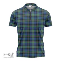 ScotsTee Shop Scottish Baird Ancient Clan Tartan Zipper Polo Shirt