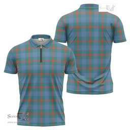 ScotsTee Shop Scottish Agnew Ancient Clan Tartan Zipper Polo Shirt