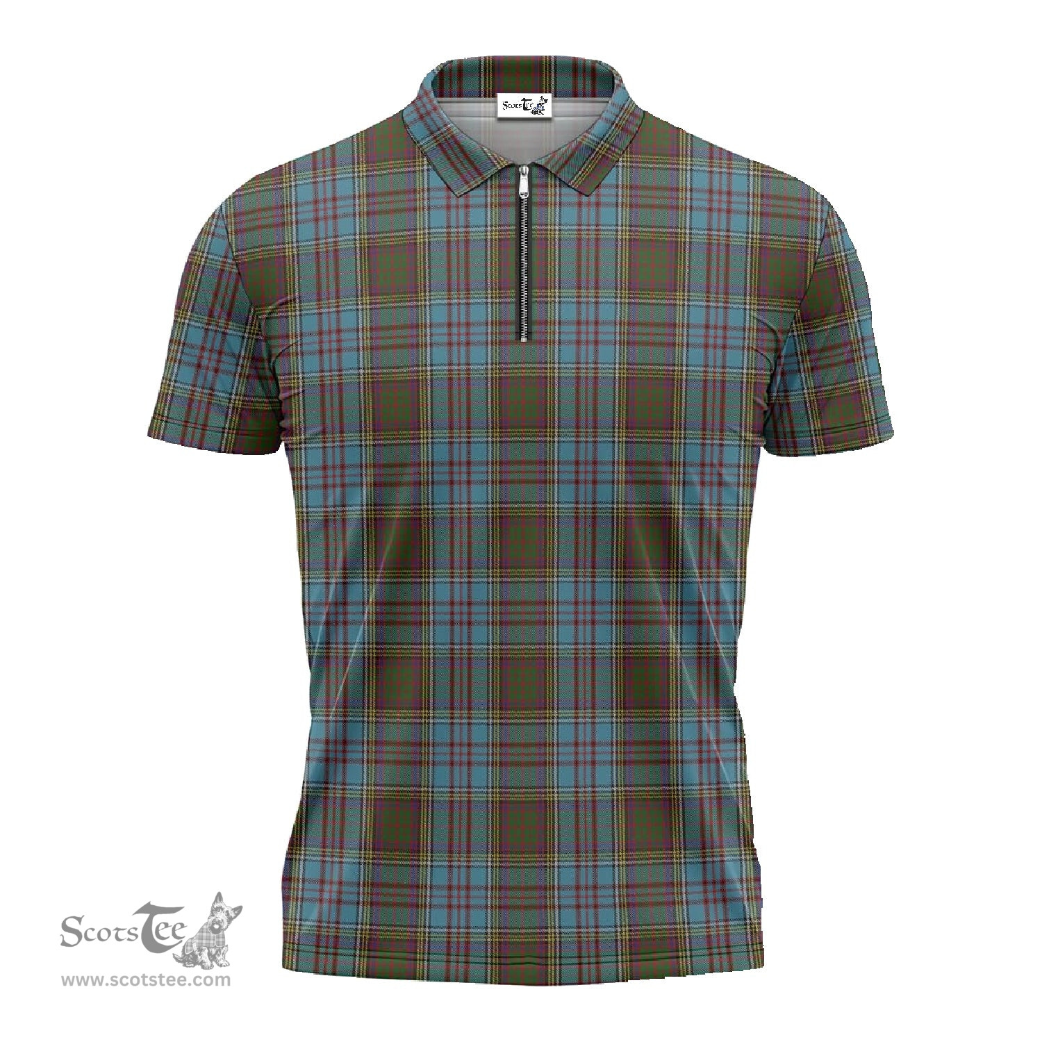 ScotsTee Shop Scottish Anderson Clan Tartan Zipper Polo Shirt