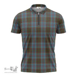 ScotsTee Shop Scottish Anderson Clan Tartan Zipper Polo Shirt