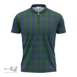 ScotsTee Shop Scottish Barclay Clan Tartan Zipper Polo Shirt