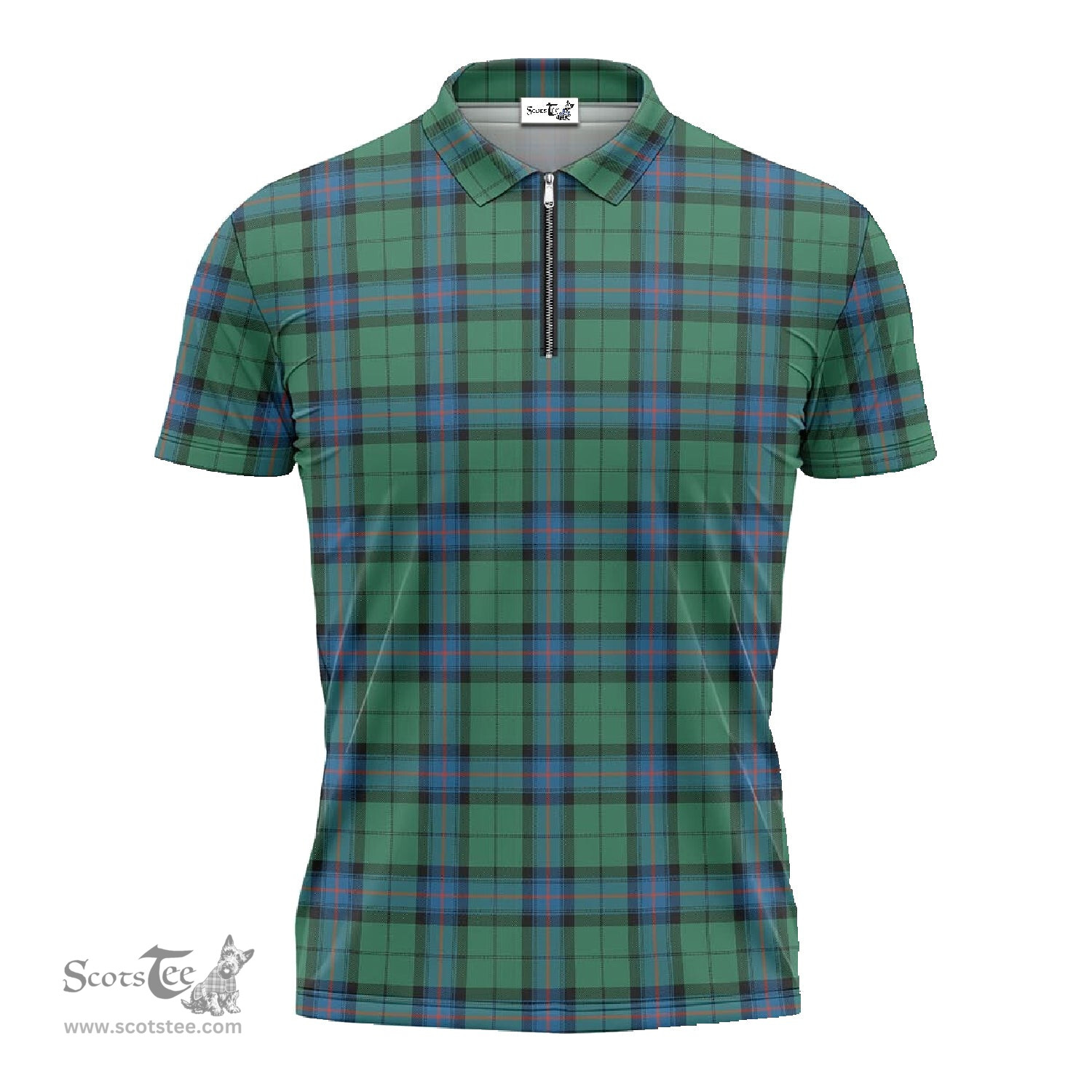 ScotsTee Shop Scottish Armstrong Ancient Clan Tartan Zipper Polo Shirt