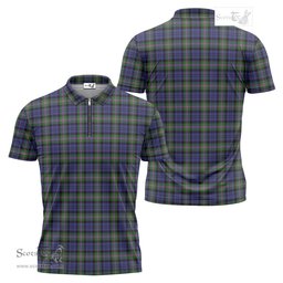 ScotsTee Shop Scottish Baird Modern Clan Tartan Zipper Polo Shirt