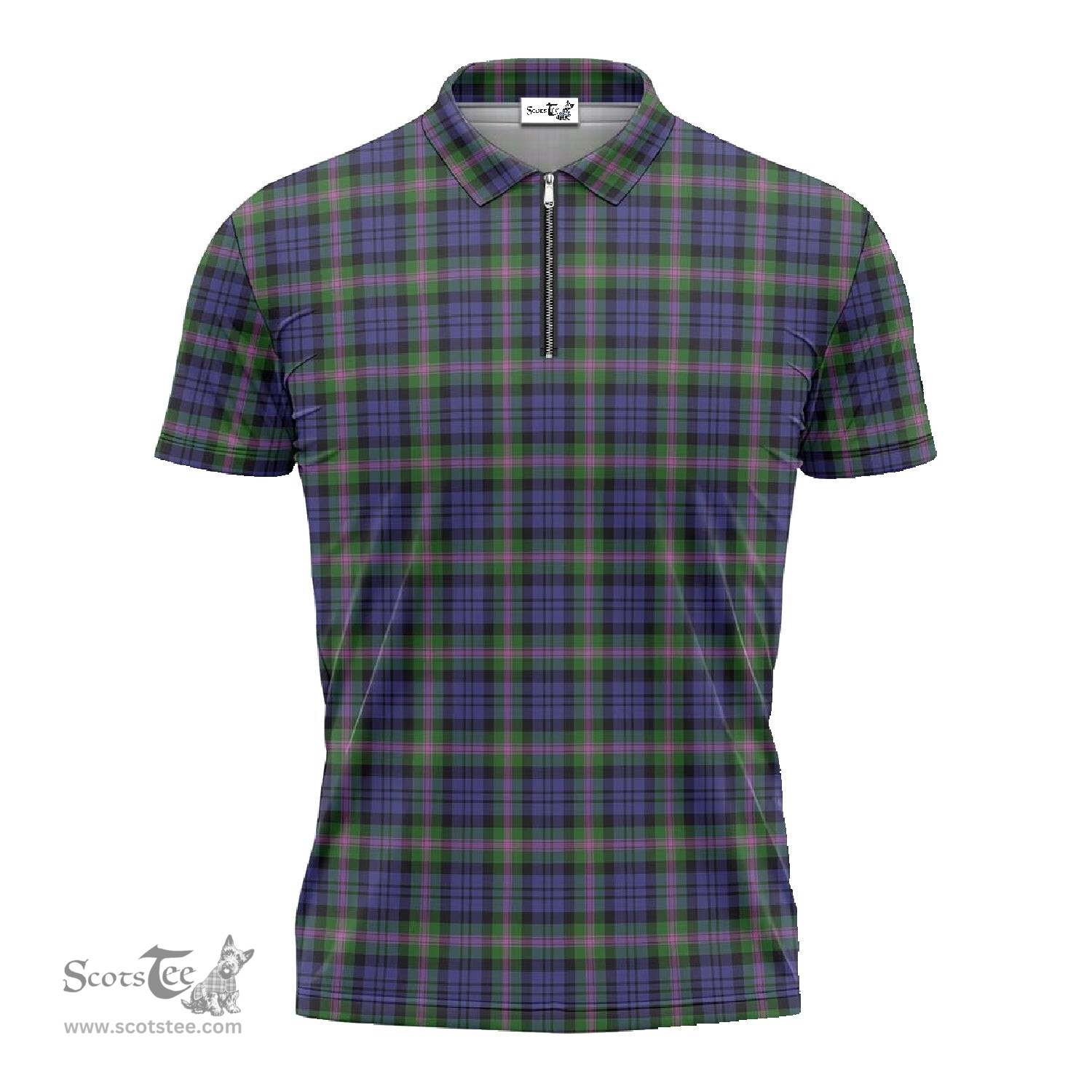 ScotsTee Shop Scottish Baird Modern Clan Tartan Zipper Polo Shirt