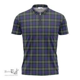 ScotsTee Shop Scottish Baird Modern Clan Tartan Zipper Polo Shirt