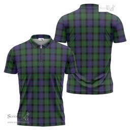 ScotsTee Shop Scottish Blair Clan Tartan Zipper Polo Shirt