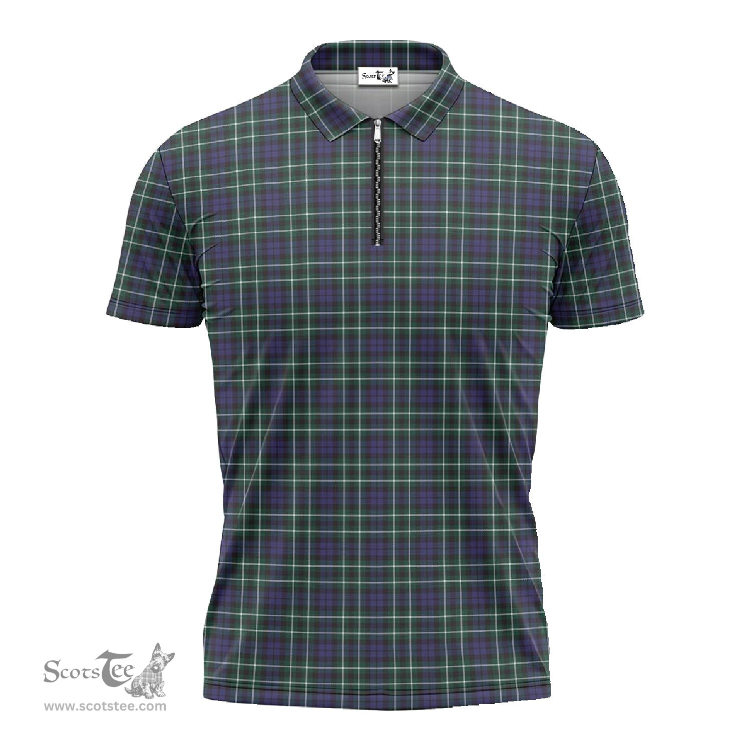 ScotsTee Shop Scottish Allardice Clan Tartan Zipper Polo Shirt
