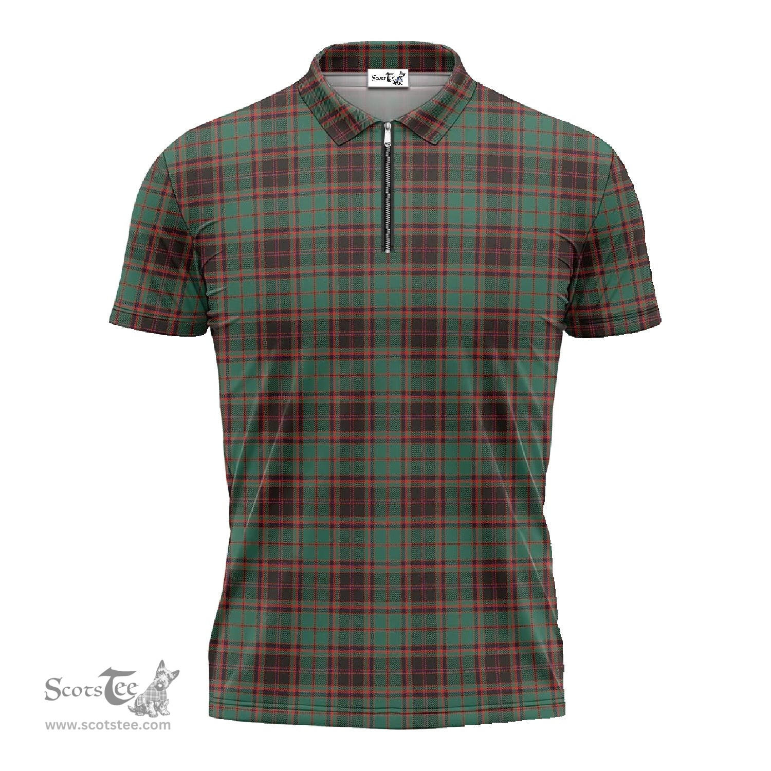 ScotsTee Shop Scottish Buchan Ancient Clan Tartan Zipper Polo Shirt