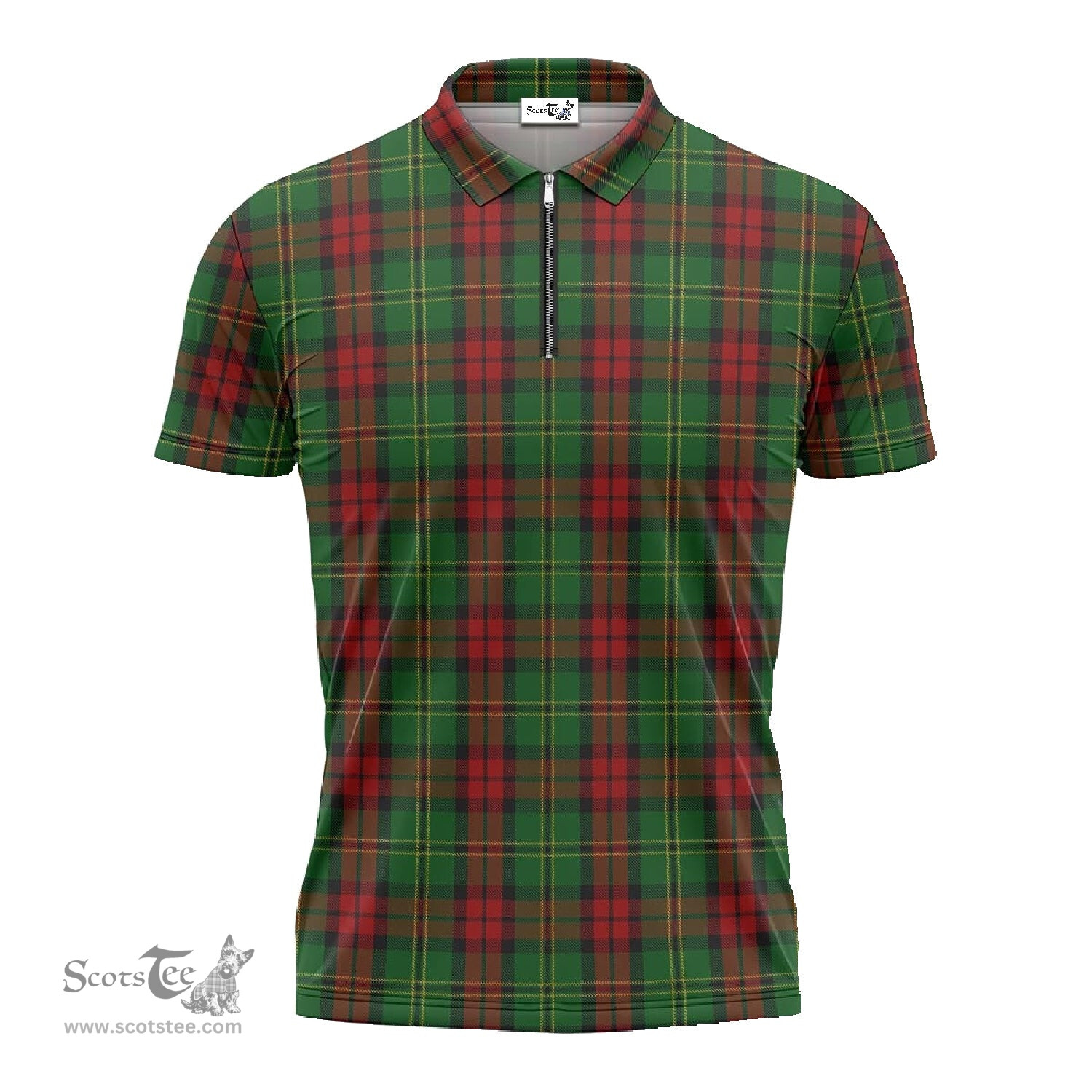 ScotsTee Shop Scottish Blackstock Hunting Clan Tartan Zipper Polo Shirt