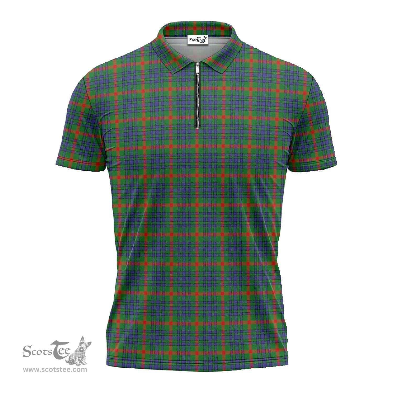 ScotsTee Shop Scottish Aiton Clan Tartan Zipper Polo Shirt