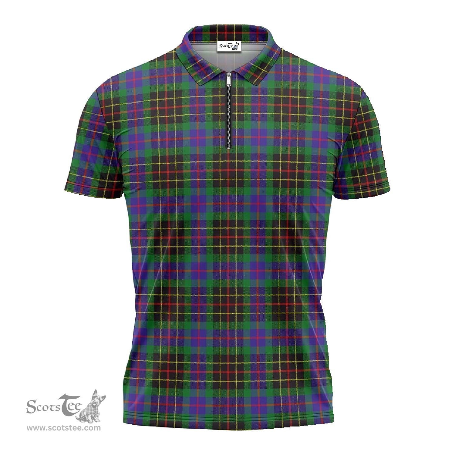 ScotsTee Shop Scottish Brodie Hunting Modern Clan Tartan Zipper Polo Shirt