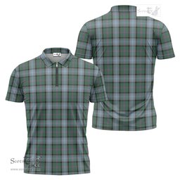 ScotsTee Shop Scottish Alexander of Menstry Hunting Clan Tartan Zipper Polo Shirt