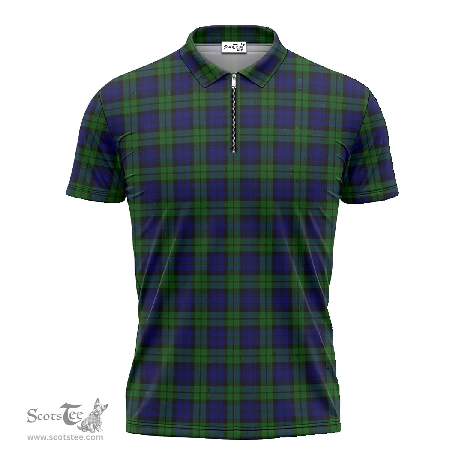 ScotsTee Shop Scottish Campbell Modern Clan Tartan Zipper Polo Shirt