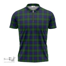 ScotsTee Shop Scottish Campbell Modern Clan Tartan Zipper Polo Shirt