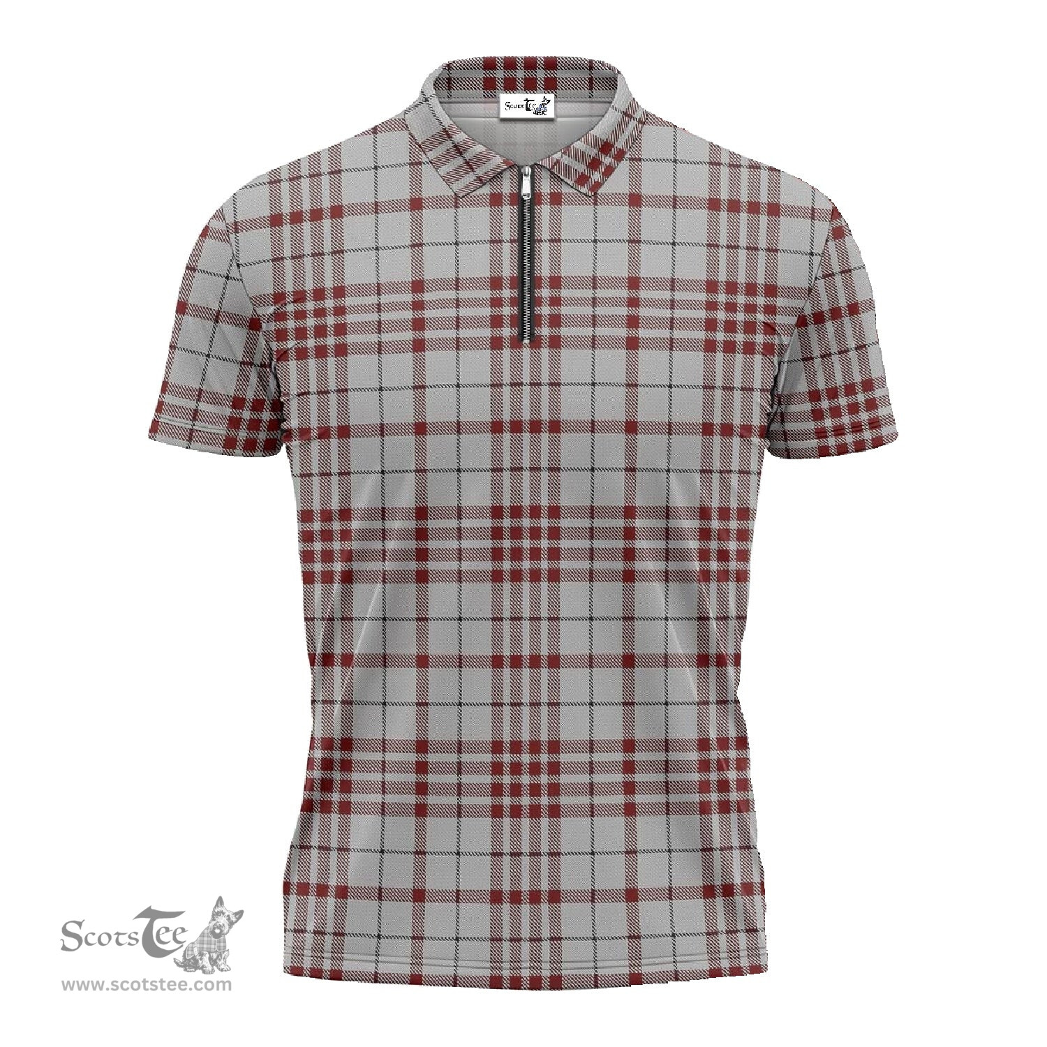 ScotsTee Shop Scottish Clayton Clan Tartan Zipper Polo Shirt