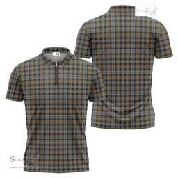 ScotsTee Shop Scottish Campbell Argyll Weathered Clan Tartan Zipper Polo Shirt