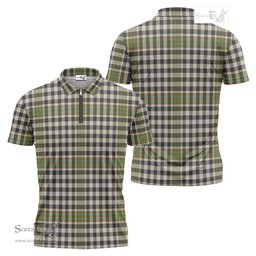 ScotsTee Shop Scottish Burns Check Clan Tartan Zipper Polo Shirt