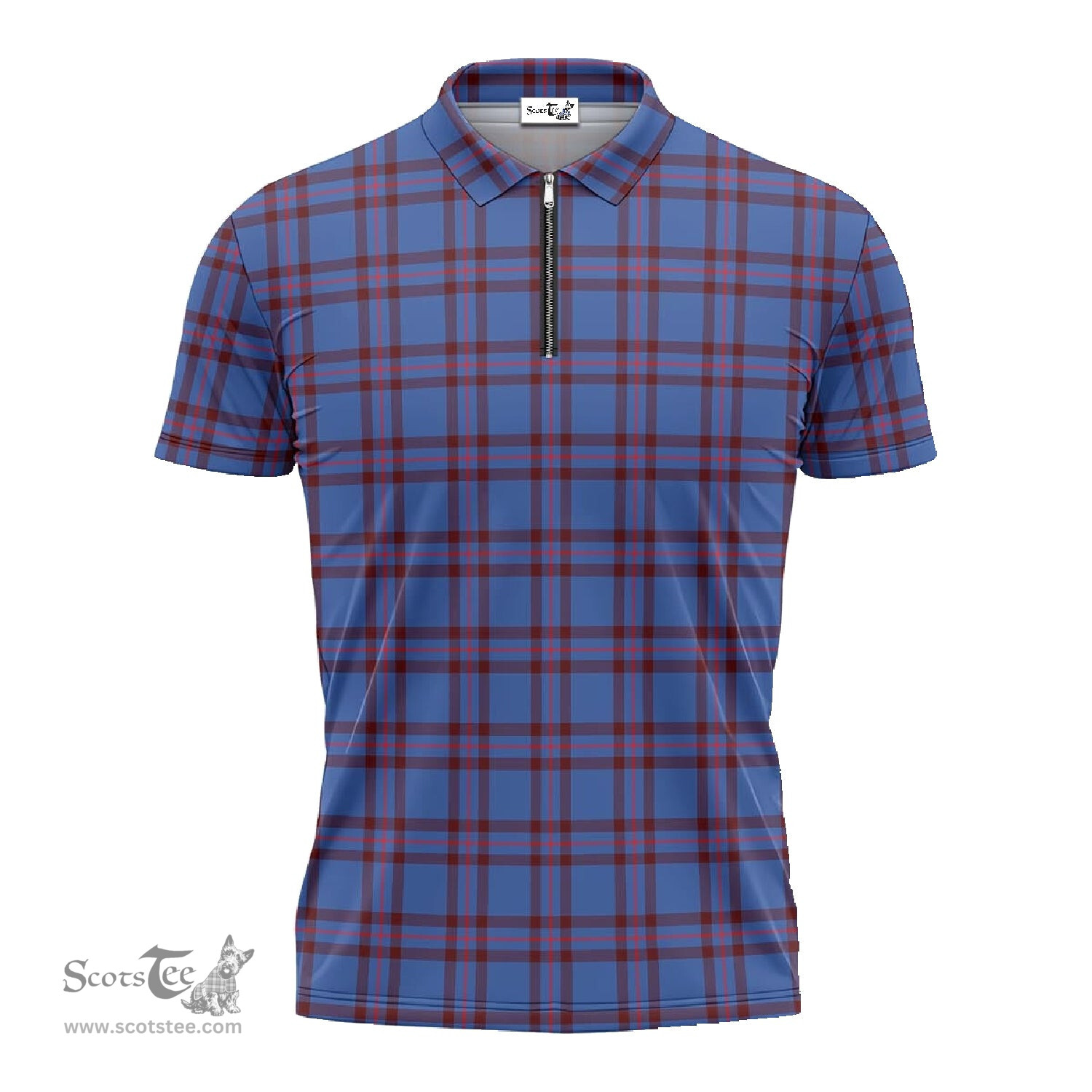 ScotsTee Shop Scottish Elliot Modern Clan Tartan Zipper Polo Shirt