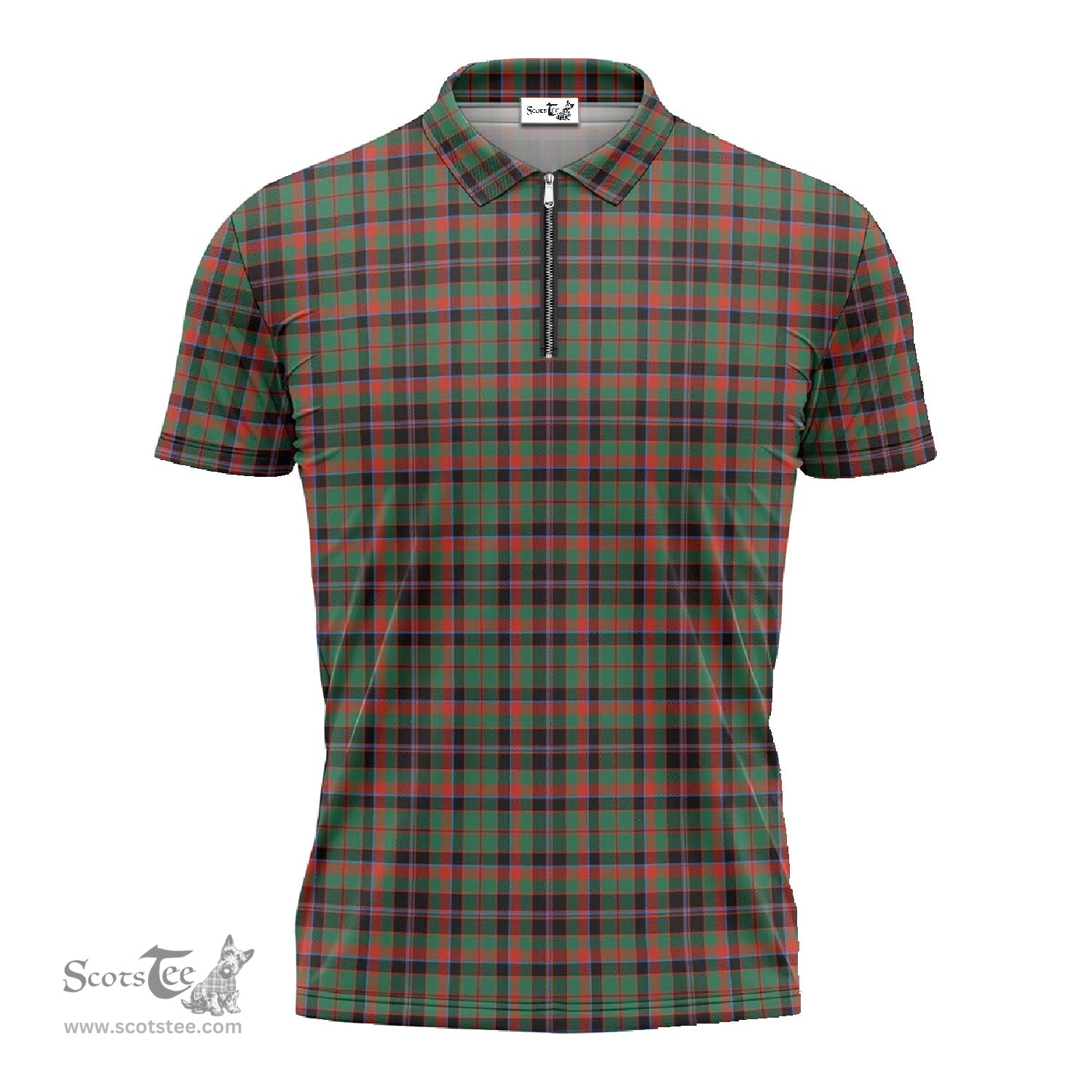 ScotsTee Shop Scottish Cumming Hunting Ancient Clan Tartan Zipper Polo Shirt