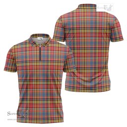 ScotsTee Shop Scottish Drummond of Strathallan Modern Clan Tartan Zipper Polo Shirt