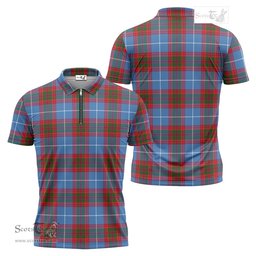 ScotsTee Shop Scottish Dalmahoy Clan Tartan Zipper Polo Shirt