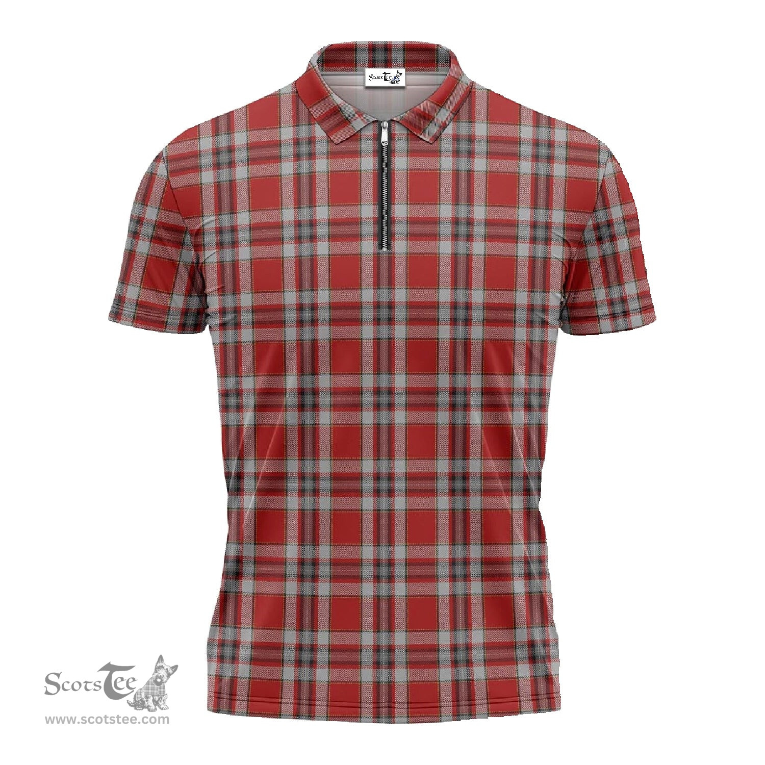 ScotsTee Shop Scottish Drummond of Perth Dress Clan Tartan Zipper Polo Shirt