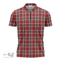 ScotsTee Shop Scottish Drummond of Perth Dress Clan Tartan Zipper Polo Shirt