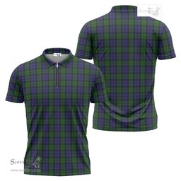 ScotsTee Shop Scottish Dundas Clan Tartan Zipper Polo Shirt
