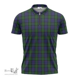 ScotsTee Shop Scottish Dundas Clan Tartan Zipper Polo Shirt