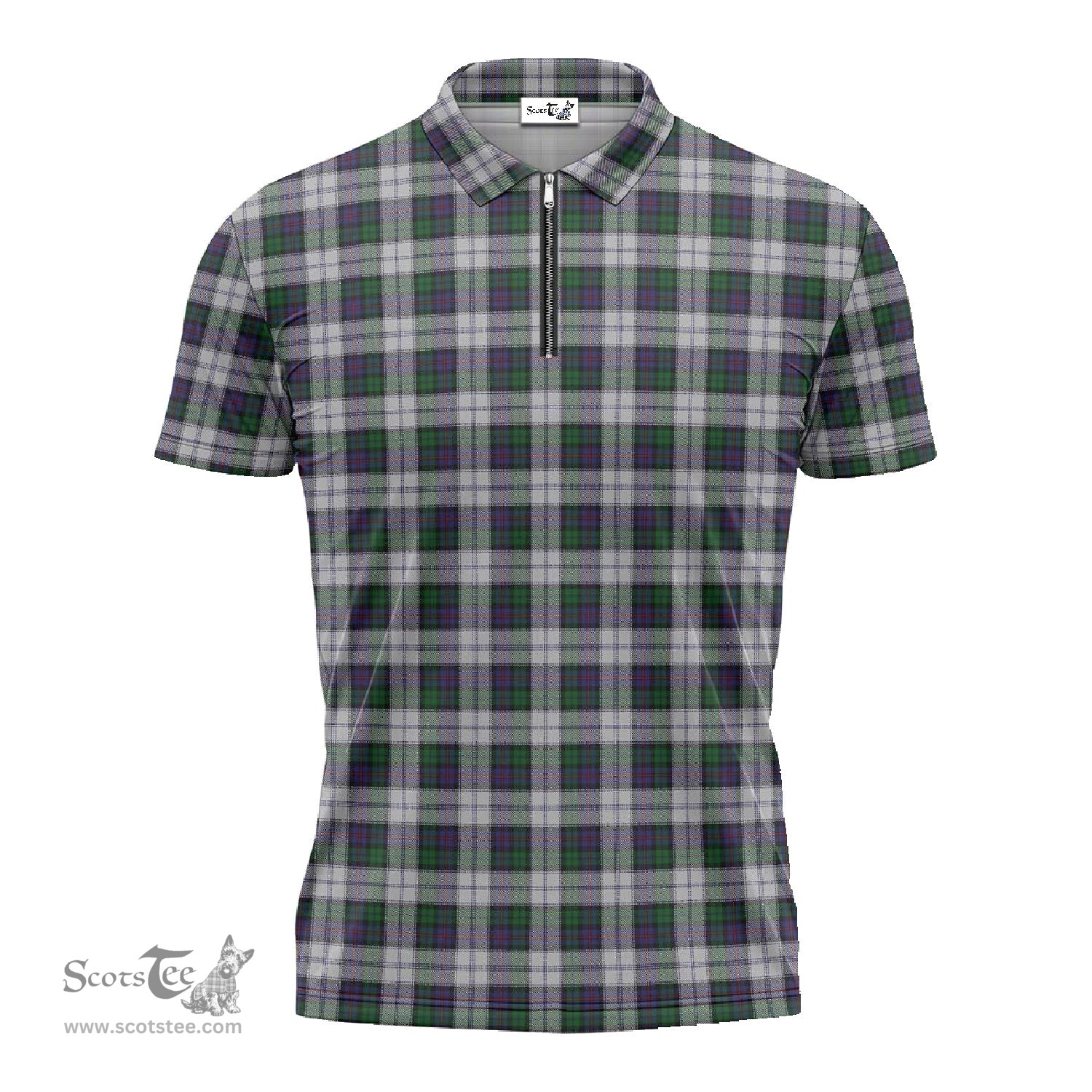 ScotsTee Shop Scottish Campbell of Cawdor Dress Clan Tartan Zipper Polo Shirt