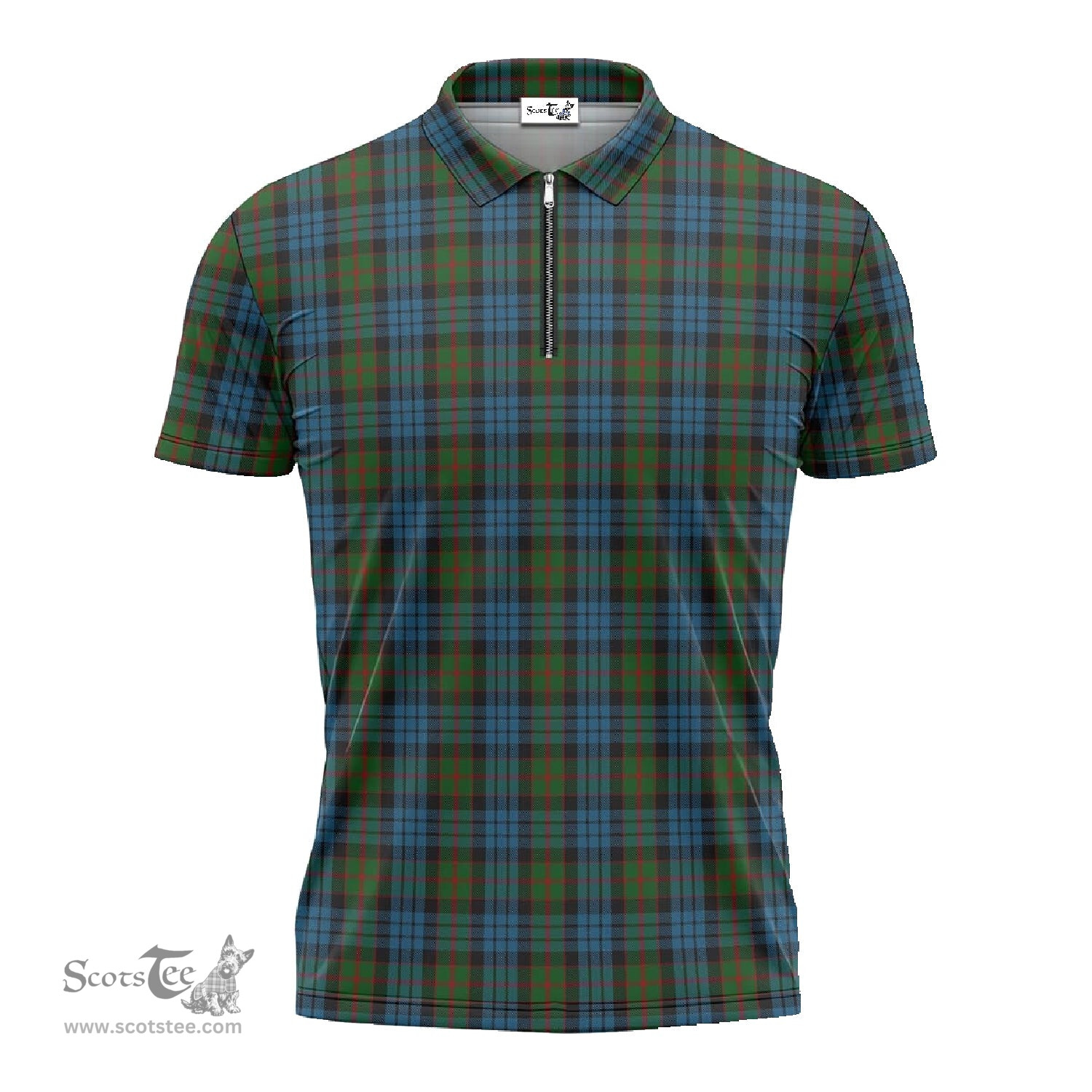 ScotsTee Shop Scottish Fletcher of Dunans Clan Tartan Zipper Polo Shirt