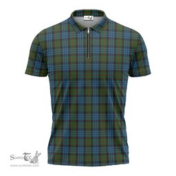 ScotsTee Shop Scottish Fletcher of Dunans Clan Tartan Zipper Polo Shirt