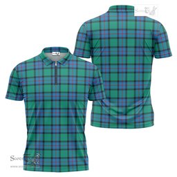 ScotsTee Shop Scottish Flower Of Scotland Clan Tartan Zipper Polo Shirt