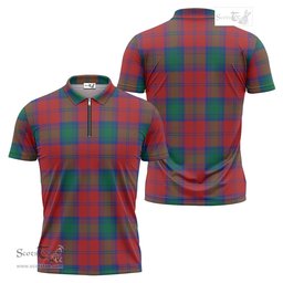 ScotsTee Shop Scottish Byres (Byses) Clan Tartan Zipper Polo Shirt