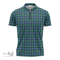 ScotsTee Shop Scottish Campbell of Cawdor Ancient Clan Tartan Zipper Polo Shirt