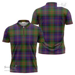 ScotsTee Shop Scottish Chalmers Modern Clan Tartan Zipper Polo Shirt