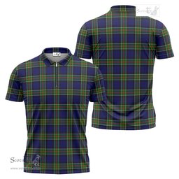 ScotsTee Shop Scottish Colquhoun Modern Clan Tartan Zipper Polo Shirt
