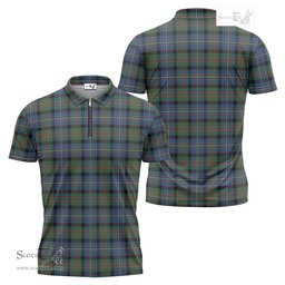 ScotsTee Shop Scottish Cameron of Erracht Ancient Clan Tartan Zipper Polo Shirt
