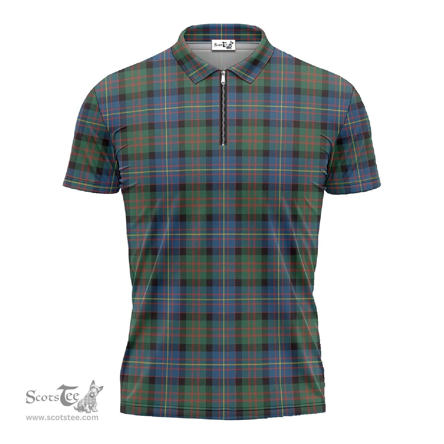 ScotsTee Shop Scottish Cameron of Erracht Ancient Clan Tartan Zipper Polo Shirt