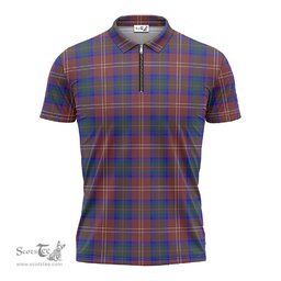 ScotsTee Shop Scottish Chisholm Hunting Modern Clan Tartan Zipper Polo Shirt