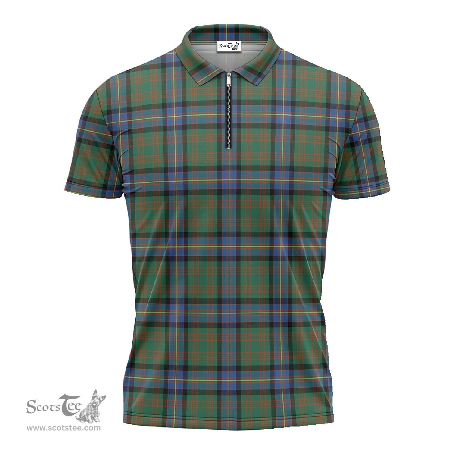 ScotsTee Shop Scottish Cochrane Ancient Clan Tartan Zipper Polo Shirt