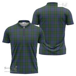 ScotsTee Shop Scottish Colquhoun Clan Tartan Zipper Polo Shirt
