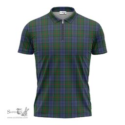 ScotsTee Shop Scottish Colquhoun Clan Tartan Zipper Polo Shirt